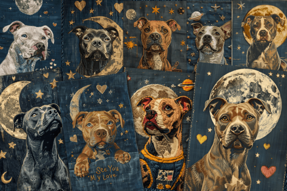 Evaluating Embroidery Pitbull Dog Journal Pages for Etsy Sales
