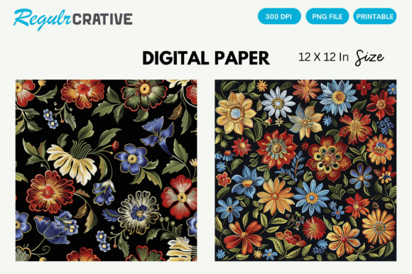 Review: Floral Embroidery Digital Paper Patterns