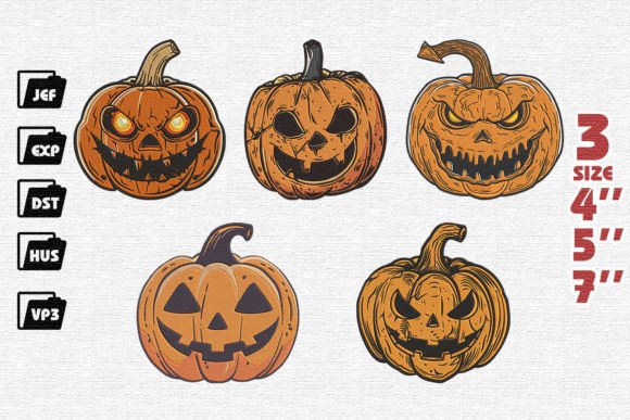 Review: Set of 5 Halloween Pumpkin Embroidery Designs