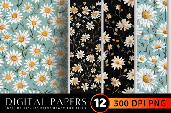Reviewing Daisy Embroidery Flowers Digital Paper
